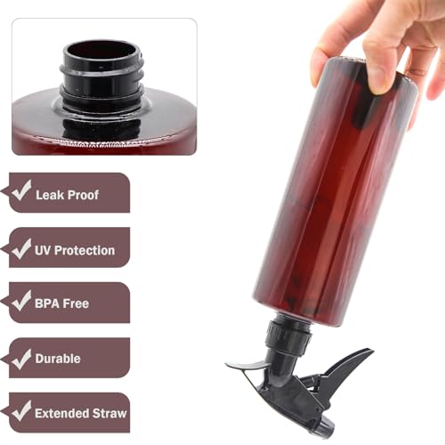 OFFIDIX 360° Water Spray Bottle 2 Pack 16 oz Continuous Plastic Empty Spray Bottles Mister for Hair,Cleaning,Plants,Upside Down,Fine Mist and Stream Setting,Amber - color: Amber