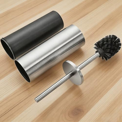 Toilet Brush and Caddy, Stainless Steel Toilet Bowl Brush and Holder, Toilet Bowl Cleaner Brush for Bathroom (Silvery) - color: Silvery