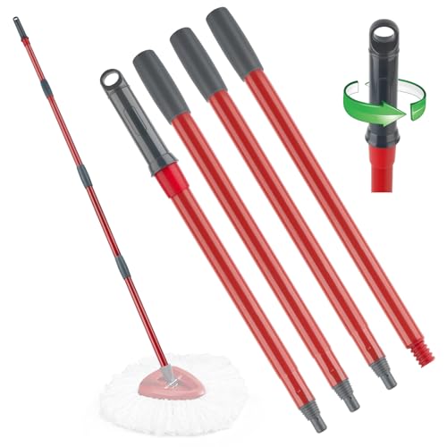 Spin Mop Handle Replacement Compatible with O Cedar Spin Mop and Bucket, 4-Section 29" to 56" Rotatable Mop Replace Handle, Mop Stick for Floor Cleaning (Mop Head & Base not Include) - size: 1pcs Spin Mop Handle