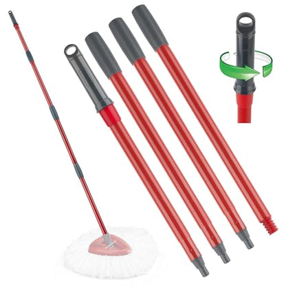 Spin Mop Handle Replacement Compatible with O Cedar Spin Mop and Bucket, 4-Section 29" to 56" Rotatable Mop Replace Handle, Mop Stick for Floor Cleaning (Mop Head & Base not Include) - size: 1pcs Spin Mop Handle