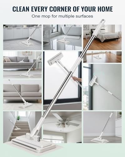 Hands Free Multi Purpose Flat Mop Using Any Cloth Floor Cleaning One Click System Convenient Changing Mini Easy Tap Snap Grip Disposable Lazy Clips Towel Fiber Lock Home Use Portable(43.31in) - color: 43.31in
