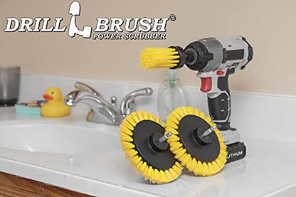 Tile and Grout Cleaning Drill Brush Set - 3 pack Drill Brush Power Scrubber Cleaning Brush Yellow Medium Stiffness - Shower Floor Scrub Brush for Drill - Bathroom Scrub Brush for Drill - Crevice Brush - color: Yellow
