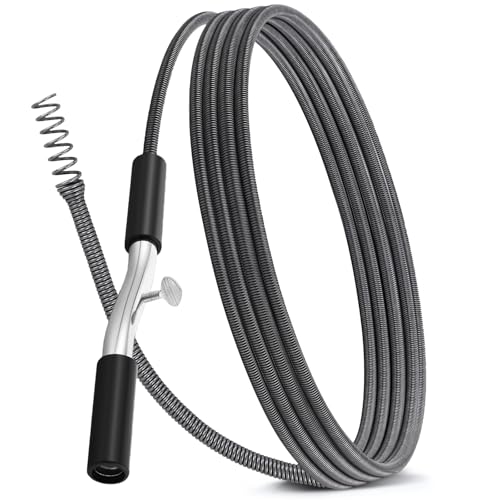 Threlaco 25 ft Drain Auger Plumbing Snake for Heavy Deep Blockages 3/8" Diameter Flexible Plumbing Cables Drain Snake for Kitchen Bathroom Shower Sink Cleaning Drainage Clogs - size: 25 Ft, 3/8" Diameter
