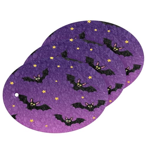 Bats Flying on Purple Background Dish Scrub Sponges Kitchen Halloween Non Scratch Reusable Compressed Cellulose Sponge Hanging for Household Cleaning Washing Dishes Pots and Pans 3 Pack - color: Pattern16