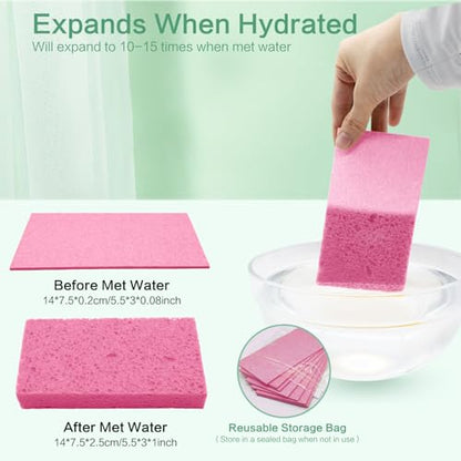 Large Cellulose Sponges, Kitchen Sponge for Dish, Thick Heavy Duty Scrub Pads, Non-Scratch Scrubber for Household/Cookware/Bathroom/Office/Boat 5.5" x 3" x 1" (7 Pack) Pink - color: Pink