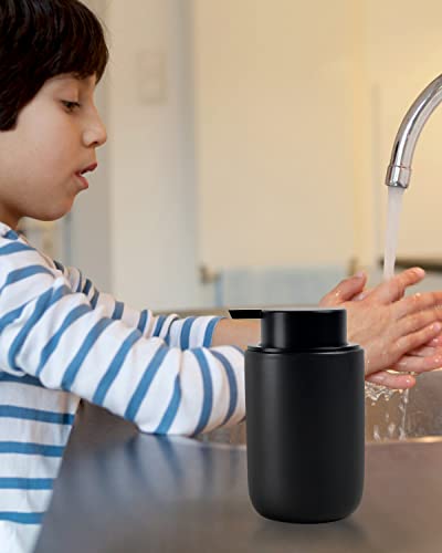 BosilunLife Black Foam Soap Dispenser - Ceramic Foaming Hand Wash Dispenser for Bathroom Modern Farmhouse Small Soap Dispenser Lotion Hand Pump Dispenser for Kitchen Sink - color: Black-foam Pump