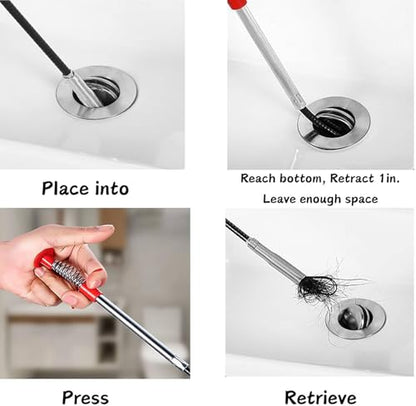 116 Inch Extra Long Drain Snake Grabber, Flexible 4-Claw Pickup Tool for Sink, Shower, Bathtub Drains and Hard-to-Reach Areas - style: 116 in.