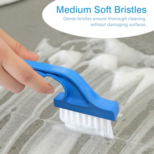 Window Track Cleaning Brush Set - 2 Pack Window and Door Track Cleaning Tools with Ergonomic Handle for Precision Cleaning, Blue and Pink