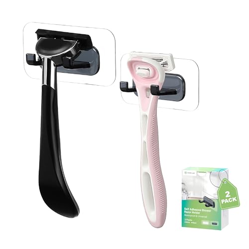 Hook LAB Strong Adhesive Shower Razor Holder, 2-Pack Waterproof Wall Hooks for Bathroom, Reusable & Removable No-Drill Hook for Razors, Towels & Accessories – Works on Tile, Glass & Metal - Black - color: Black - Classic Hold