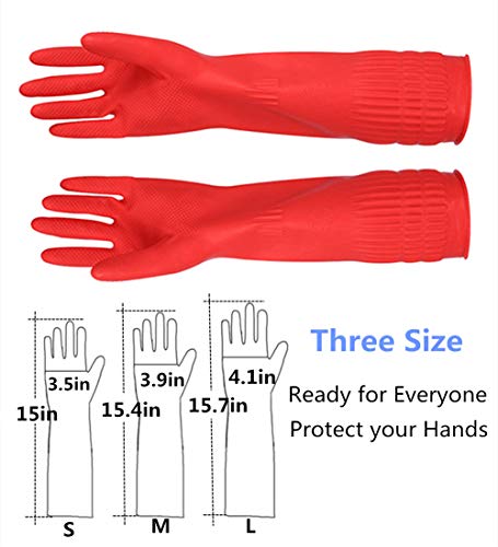 Rubber Cleaning Gloves Kitchen Dishwashing Glove 3-Pairs,Waterproof Reuseable.(Small) - size: Small (Pack of 3)