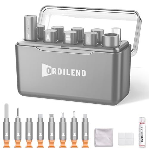 Ordilend for iPhone Cleaning Kit for Charging Port Cleaner, Multi-Tool iPhone Cleaner Repair Lightning Cable, Cell Phone Cleaning Kit for iPad, Connector, Speaker, Airpod with Storage Case, Grey - color: Grey