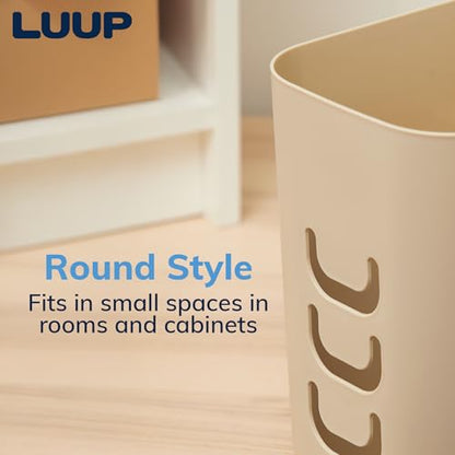 STORi Luup Bathroom Wastebasket, Secure Grocery Bags, Plastic Garbage Container for Vanity, Laundry Room, Kitchen, Office, 2.5 Gallon, Beige, Made in USA - color: Beige