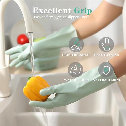 URSMART Reusable Household Gloves - Waterproof Rubber Latex Cleaning Laundry Gloves Dishwashing Gloves for Kitchen Dish Washing Laundry Cleaning (6L Color Random) - color: 6l