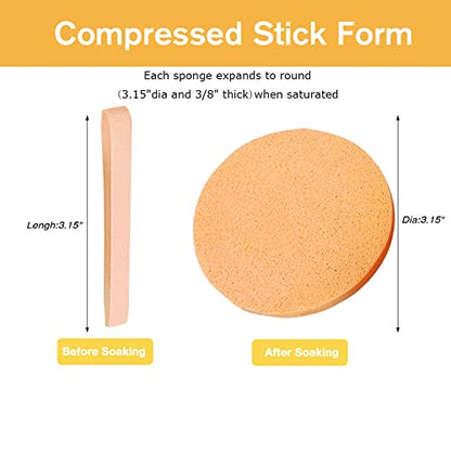 Facial Sponge Compressed,60 Pcs PVA Professional Makeup Removal Wash Round Face Sponges Spa Pads Exfoliating Cleansing for Women,Orange - color: Orange