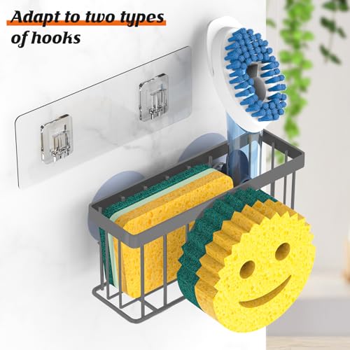 MURLONG Sponge Holder Smiley Face,Sink Caddy for Kitchen Sink,Sponge Holder with 2 PCS Suction Cups/1 PCS Adhesive Strips,Designed for Sponge,Soap,Dish Brush,Scrubber-Charcoal Gray - color: Charcoal Gray