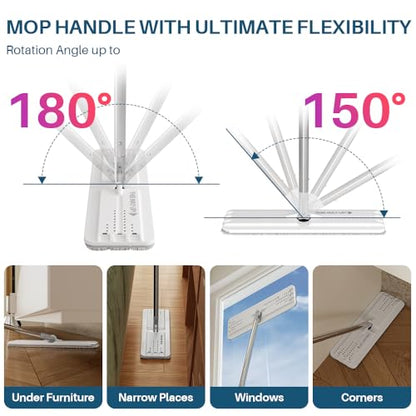 JOYMOOP Mop and Bucket Set, Dust Mops for Floor Cleaning, Wall Mop with 2 Microfiber Mop Head Replacement - size: Bucket #22 - 50" Mop + 2 Grey Mop Pads