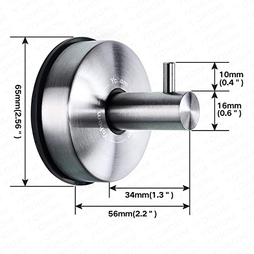 YOHOM Stainless Steel Vacuum Suction Cup Bathroom Shower Holders - Removable Towel Rack, Bathrobe and Loofah Hooks with Brushed Finish - color: Silver