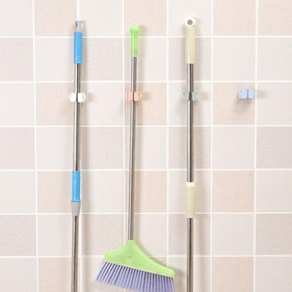 Broom And Mop Holder Clip 4 Pcs Mop Broom Wall Mounted Heavy Duty With Plastic Hooks Hanger No Drilling Mop Gripper For Home Bathroom Kitchen (white) - color: White