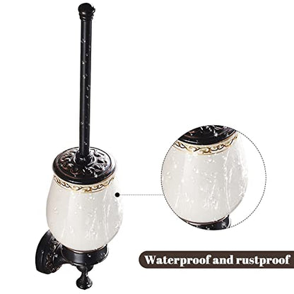 Leyden Bronze Toilet Brush Holder,Oil Rubbed Bronze Toilet Brush Plunge Retro Toilet Bowl Brush Bathroom Accessories Wall Mounted - color: Orb