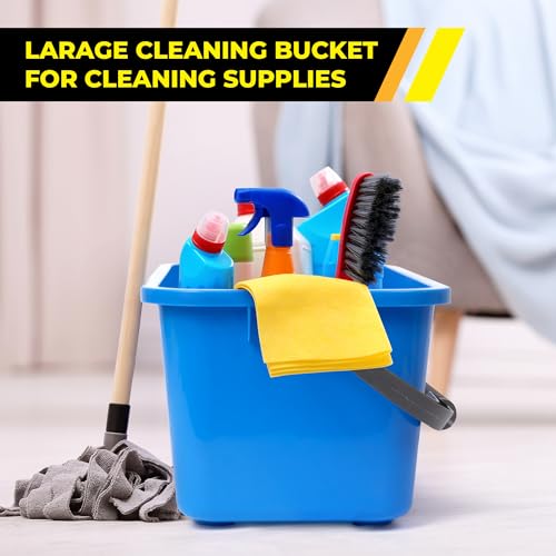 3-Gallon Heavy-Duty Cleaning Bucket - Durable High-Grade Plastic, Rectangular Design for Window Washing & General Cleaning, Sturdy Comfort-Grip Handle, Compact & Easy Storage