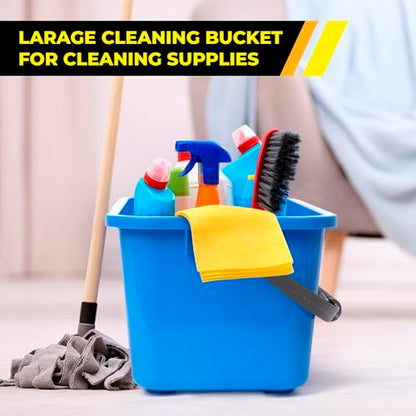 3-Gallon Heavy-Duty Cleaning Bucket - Durable High-Grade Plastic, Rectangular Design for Window Washing & General Cleaning, Sturdy Comfort-Grip Handle, Compact & Easy Storage