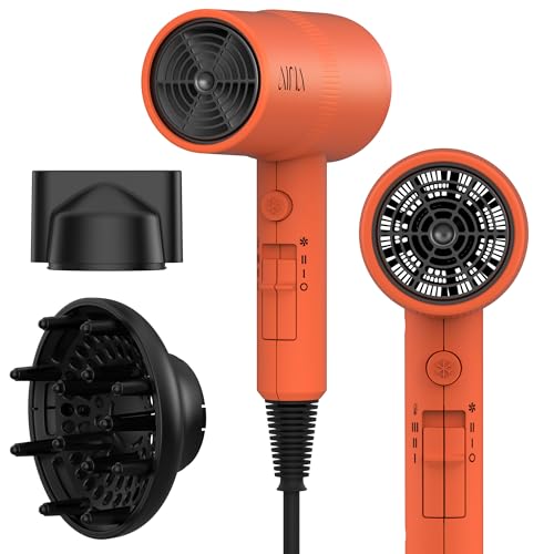 AINA Hair Dryer with Diffuser, Blow Dryer for Women | Advanced Ionic Technology, Ceramic Coating | Cold Shot Features Turbo Heat for Fast Drying and Shine 110V/ALCI (Lava Orange) - color: Lava Orange, size: 3 Piece
