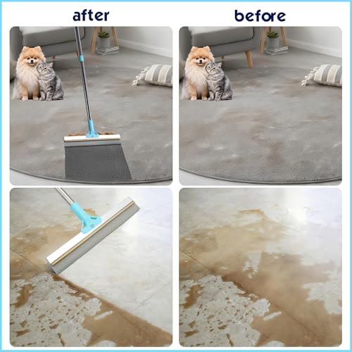 Carpet Rake for Pet Hair Removal, 54" Adjustable Long Handle 3 in 1 Carpet Rake & Pet Hair Removal Gloves for Cat Dog Fur Remover for Carpets, Rugs, Mats and Furniture(with 2 Hooks) - size: Carpet Rake & Hair Removal Gloves