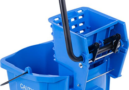 SPARTA Commercial Mop Bucket With Side Press Wringer, Floor Cleaning Essentials for Commercial and Home Use 26 Quart Capacity, 1 Count, Blue - color: Blue
