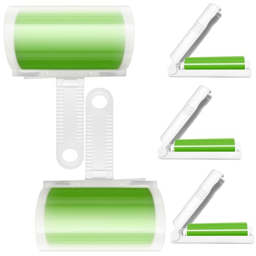 Reusable Washable Lint Roller 5 Pack, Sticky Travel Lint Roller, Portable Compact Pet Hair Remover Cleaner with Cover for Clothes, Pet Hairs, Carseats, Include Mini and Medium Size - size: 2 Large+3 Mini Size