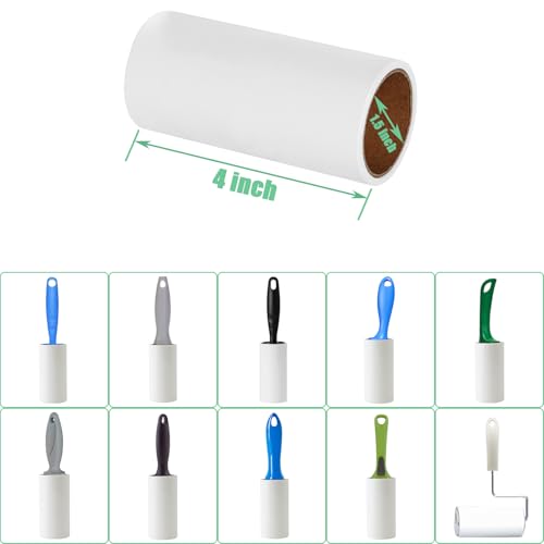 Lint Roller Refills 4 inch Bulk 10 Rolls Total 600 Sheets Extra Sticky Lint Remover Replacement Refills Compatible with Evercare PetLovers Muji IKEA and Others (Inside Dia. 1-1/2 inch) - size: Inside Dia. 1-1/2 inch