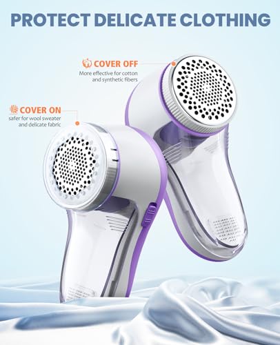 POPCHOSE Fabric Shaver, Lint Remover for Clothes, Electric Lint Shaver with 6-Leaf Blades, Sweater Shavers to Remove Pilling for Clothing, Couch, Furniture, Fuzz, Lint Ball, Bobbles, Violet Purple - color: Violet Purple
