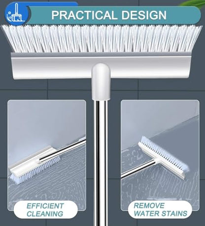2 in 1 Bathroom Cleaning Brush with Wiper and Long Handle Floor Scrub Tiles Cleaning Brush for Home, Kitchen, Bathroom Cleaning Accessories