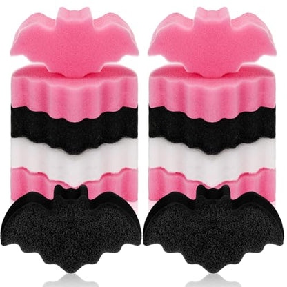 Tioncy 12 Pack Bat Kitchen Sponges Bulk Dual Sided Scrubber Sponges Dishwashing Non Scratch for Bat Kitchen Accessories Dish Scouring Black, White, Pink - color: Black, White, Pink, style: Bat
