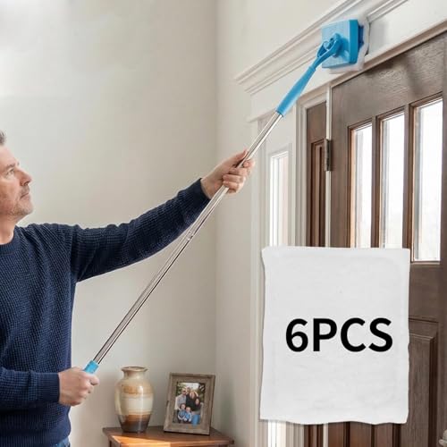 Lightweight Home Cleaning Brush Extra-Long Telescopic Adjustable Rod for Flooring Carpet Clean Household Cleaning Mop (6PCS Sponge) - color: 6pcs Sponge