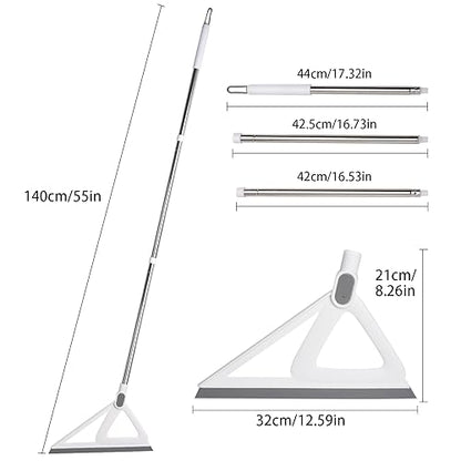 Multifunction Silicone Broom，Squeegee Broom Sweeping Water and Pet Hair，Rubber Broom Sweeper for Floor Bathroom Kitchen Shower，Rugs，Glass Windows（White）