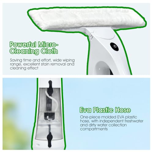 Cordless Electric Window Vacuum Squeegee, 2000Pa Powerful Suction with Water Collection Tank, Rechargeable Window Cleaner Tool for Glass, Shower Doors, Mirrors & Car, 2000mAh