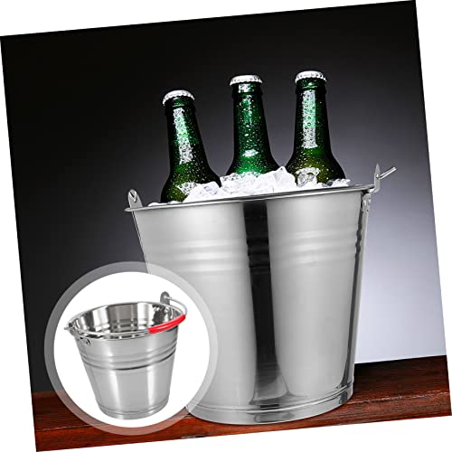 Healeved Stainless Steel Bucket with Handle 1 Gallon Portable Carrying Trash can Water Pail for Kitchen Home Outdoor Use 8.66 Inch Durable Corrosion Resistant