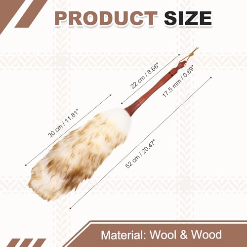 uxcell Wool Duster, 20.5" Natural Feather Cleaner Household Cleaning Duster with Solid Wooden Handle for Cleaning Fans Window Blinds Shelves Furniture, White Coffee - color: White Coffee, size: 20.5"