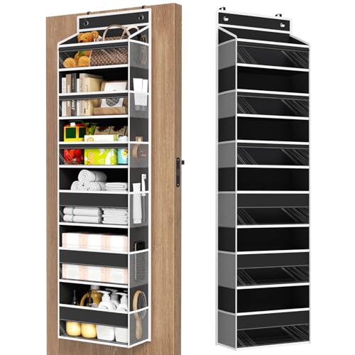 Mefirt 6 Tiers Over The Door Organizer, Heavy Duty Hanging Organizer Storage with Large Capacity Pockets, Behind Door Storage Hanging Shelves for Closet Wall Bathroom Bedroom Nursery Pantry, 1 Black - color: Black, size: 6-Tier