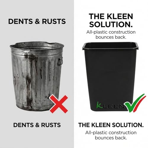 Kleen Commercial Soft-Sided Wastebasket, 41-Quart 10.25 Gallon, Black Plastic Trash Can (20 x 16 x 11.6 in) - size: 10.25 Gallon