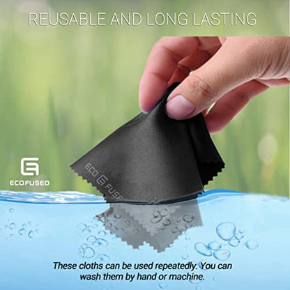 Eco-Fused Microfiber Cleaning Cloths - 12 Pack - for Cleaning Glasses, Spectacles, Camera Lenses, iPad, Tablets, Phones, iPhone, Android Phones, Laptops, LCD Screens and Other Delicate Surfaces - color: Black/Grey (12 Pack)