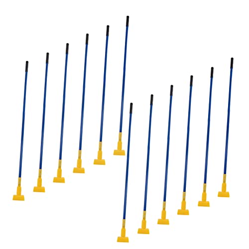 Matthew Cleaning Commercial Quick-Change Iron Mop Handle for Floor Cleaning Heavy Duty Mop Stick Replacement 60inch Jaw Clamp-Style Wet Mop Handle 12 Packs - color: Large Jaw Clamp - Blue
