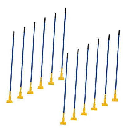 Matthew Cleaning Commercial Quick-Change Iron Mop Handle for Floor Cleaning Heavy Duty Mop Stick Replacement 60inch Jaw Clamp-Style Wet Mop Handle 12 Packs - color: Large Jaw Clamp - Blue