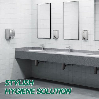anydry Commercial Wall Mounted Soap Dispenser 37oz 1100ml Large Capacity Brushed Stainless Steel Manual Dispenser for High Traffic Restrooms - color: Brushed