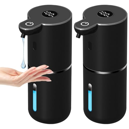 OHIFAST 2 Pack Automatic Liquid Soap Dispenser Touchless, USB Rechargeable Smart Hand Soap Dispenser, 6-Level Adjustable, 12.8oz/380mL, Compatible with Thick Thin Dish Soap for Bathroom Kitchen-Black - color: Black, style: 2 Pack Liquid
