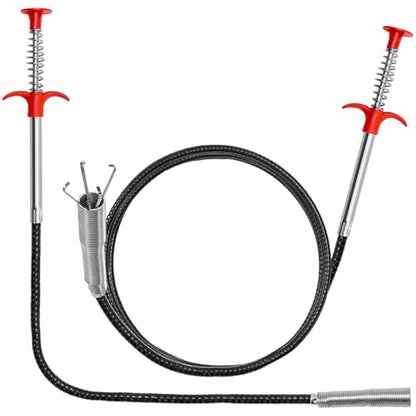 Drain Snake, 2 Pcs Drain Clog Remover(63 In And 35.5In), Upgraded Sink Drain Cleaner, Flexible Plumbing Snake With 4 Claws, Snake Drain Hair Removal Tool, Toilet Snake Drain Clog Remover