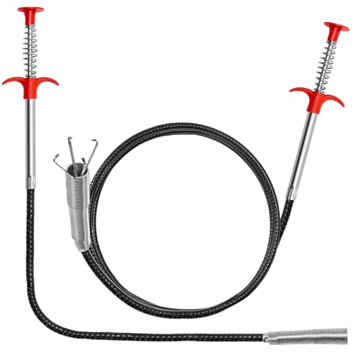Drain Snake, 2 Pcs Drain Clog Remover(63 In And 35.5In), Upgraded Sink Drain Cleaner, Flexible Plumbing Snake With 4 Claws, Snake Drain Hair Removal Tool, Toilet Snake Drain Clog Remover