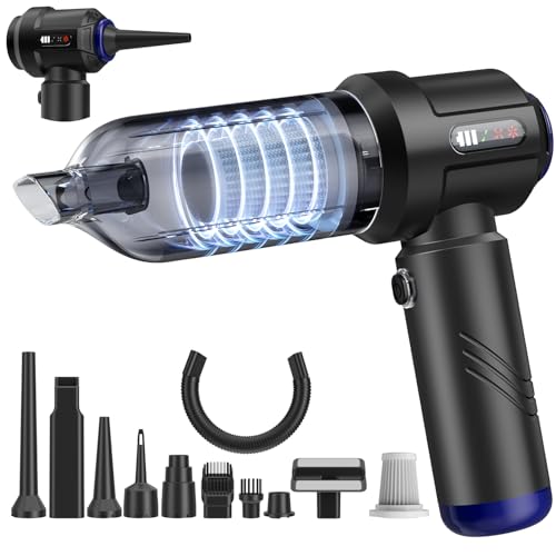 Car Vacuum Portable Cordless High Power Small Handheld Vacuum Cleaner 4-in-1 Compressed Air Duster & Air Blower & Pump Hand Held Mini Vacuum for Christmas Cars,Office,Home Cleaning