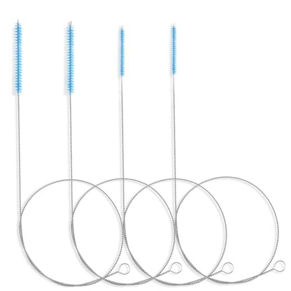 25 Inches Flexible Tube Brush, Extra Long Straw Brush, Pipe Cleaner Brush for Cleaning Straw, Feeding Tube, Siphon Hose, Drain Clog, 4PCS (Blue) - color: Blue