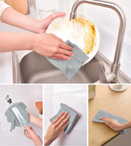 KitchLife Microfiber Cleaning Cloth Roll - Tear-Away Reusable Microfiber Paper Towels, Lint-Free, Washable, 20 Sheets for Kitchen, Car, Dishes, and Sensitive Surfaces (Grey) - color: Grey